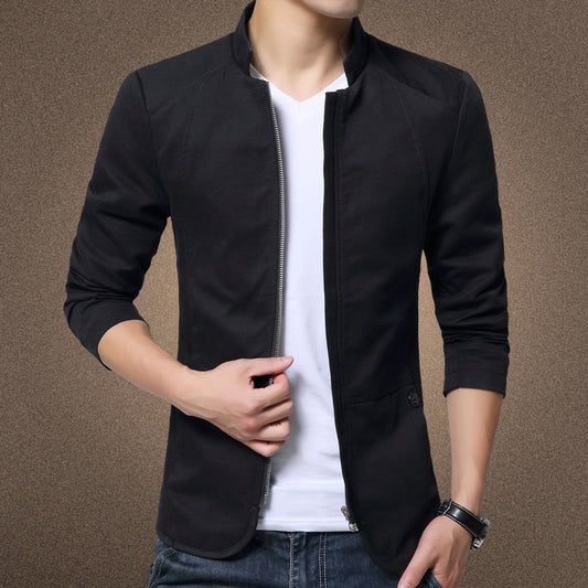Mens Fashion Standing Collar Jacket