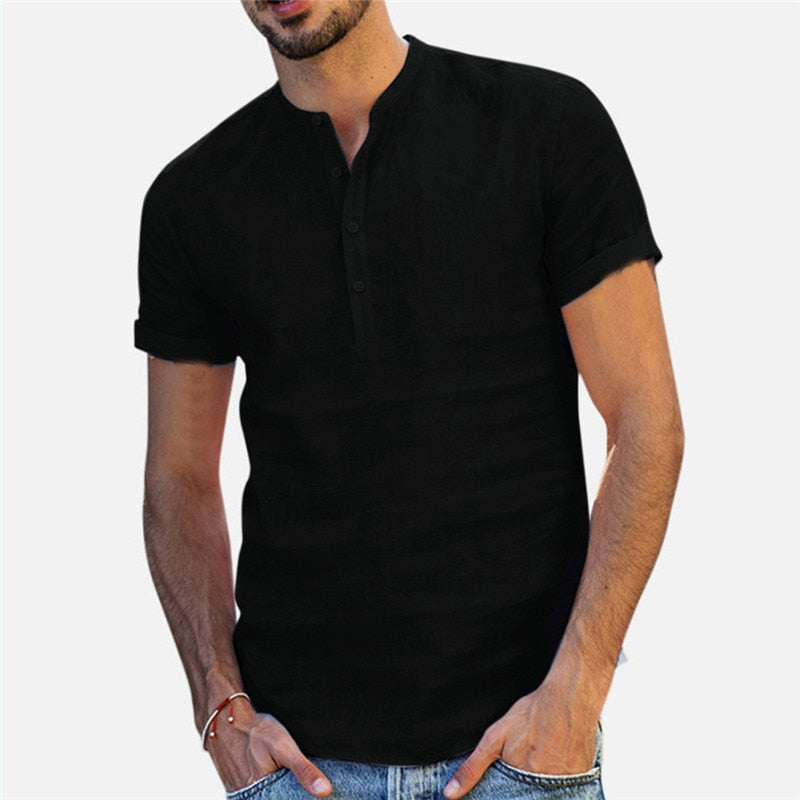 Men's Baggy Casual Shirts Slim Fit Solid Cotton Shirts