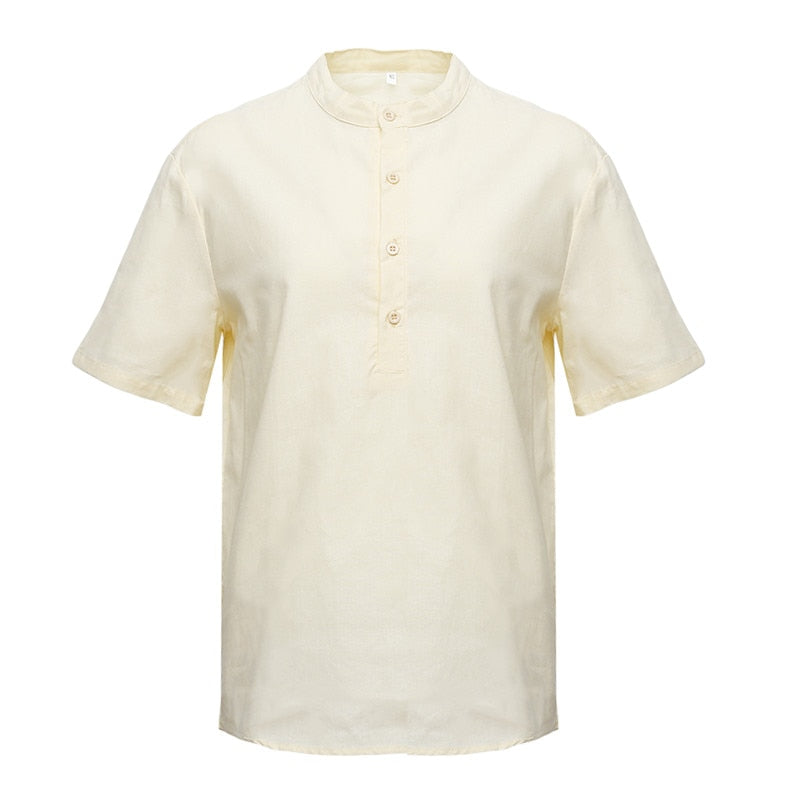 Men's Baggy Casual Shirts Slim Fit Solid Cotton Shirts