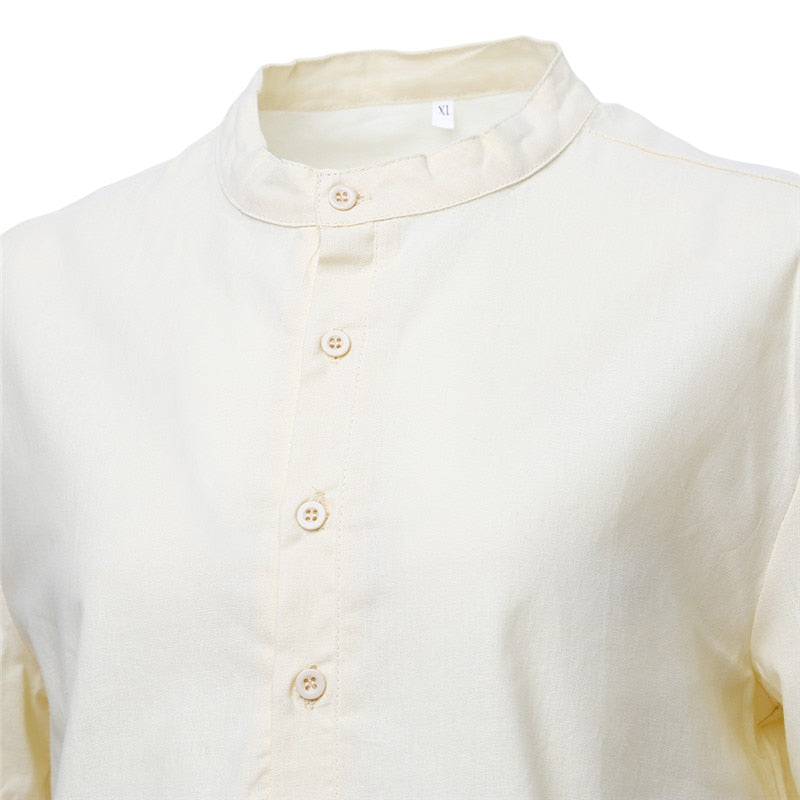 Men's Baggy Casual Shirts Slim Fit Solid Cotton Shirts