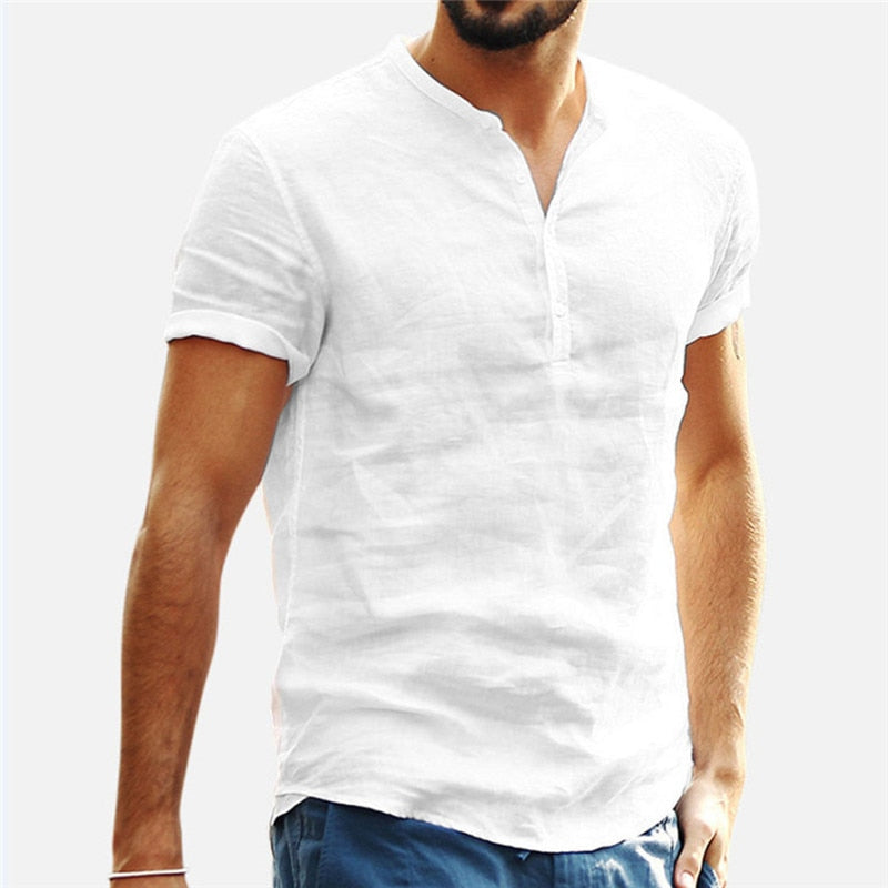 Men's Baggy Casual Shirts Slim Fit Solid Cotton Shirts