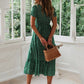 Summer Casual Square collar floral maxi long dress