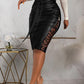 KREYOL BLACK ABOVE KNEE  LEATHER MINI SKIRT