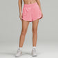 Women Liner Side Zipper Pockets Sports Shorts