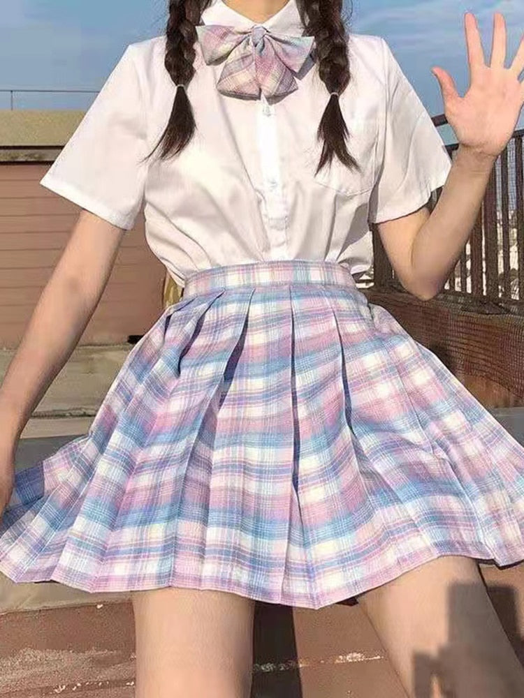 Summer High Waist Preppy Girls Dance Mini Skirt