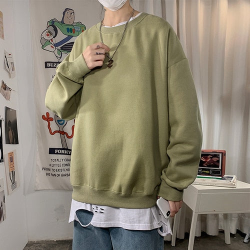 Autumn Solid Color Fleece Oversized Hip Hop Streetwear