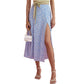 High waist stretch split long A-line skirts