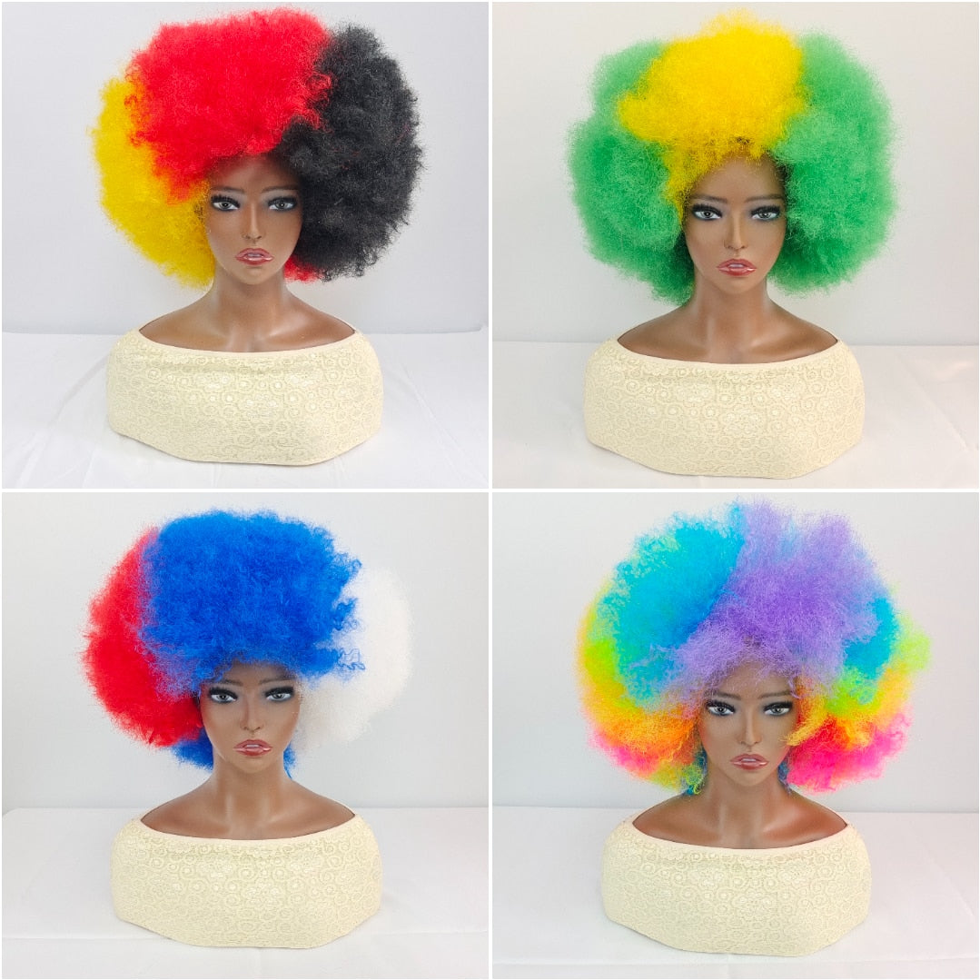 New  Curly Football Fans Wig Fluffy hairs