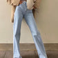 Women High Waist Streetwear Light Blue Pants