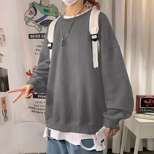 Autumn Solid Color Fleece Oversized Hip Hop Streetwear