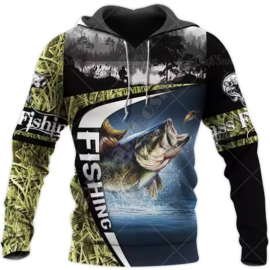 3D Fishing Printed Men's Hoodie
