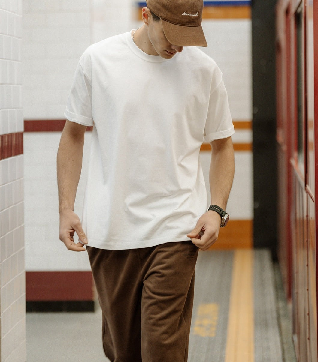 Men High Quality Solid Color Drop Sleeve Loose Tshirts