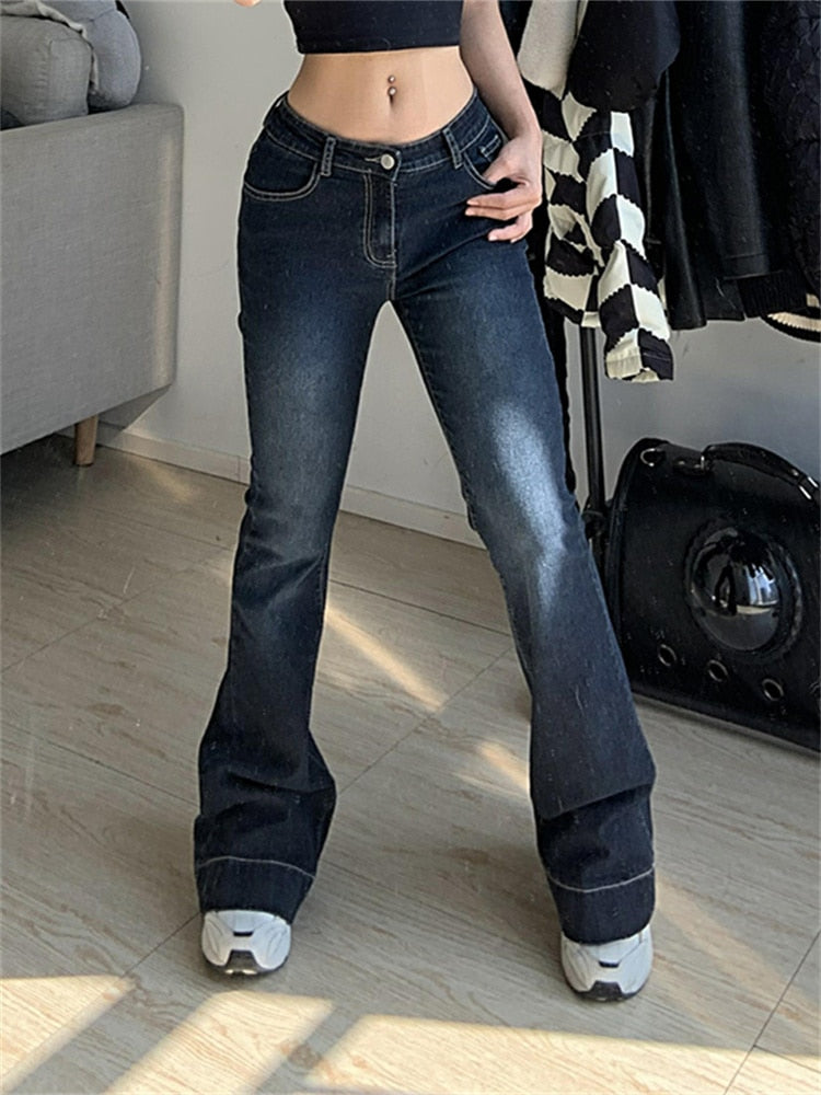 Low Waisted Aesthetic Retro Cute Denim Sweatpants