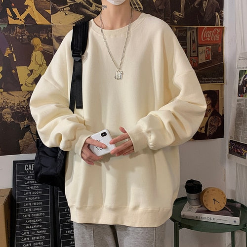 Autumn Solid Color Fleece Oversized Hip Hop Streetwear