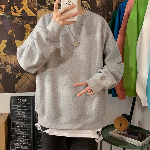 Autumn Solid Color Fleece Oversized Hip Hop Streetwear