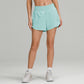 Women Liner Side Zipper Pockets Sports Shorts