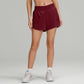 Women Liner Side Zipper Pockets Sports Shorts