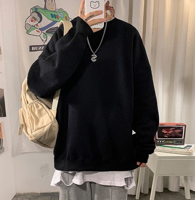 Autumn Solid Color Fleece Oversized Hip Hop Streetwear
