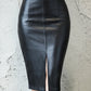KREYOL BLACK LEATHER SKIRT