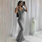 Satin Slip Sleeveless Backless Maxi Dress