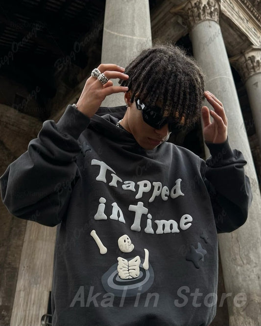 3D Skull Puff Print Hoodies