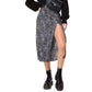 High waist stretch split long A-line skirts