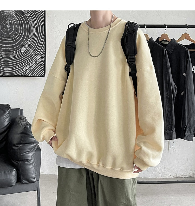 Autumn Solid Color Fleece Oversized Hip Hop Streetwear