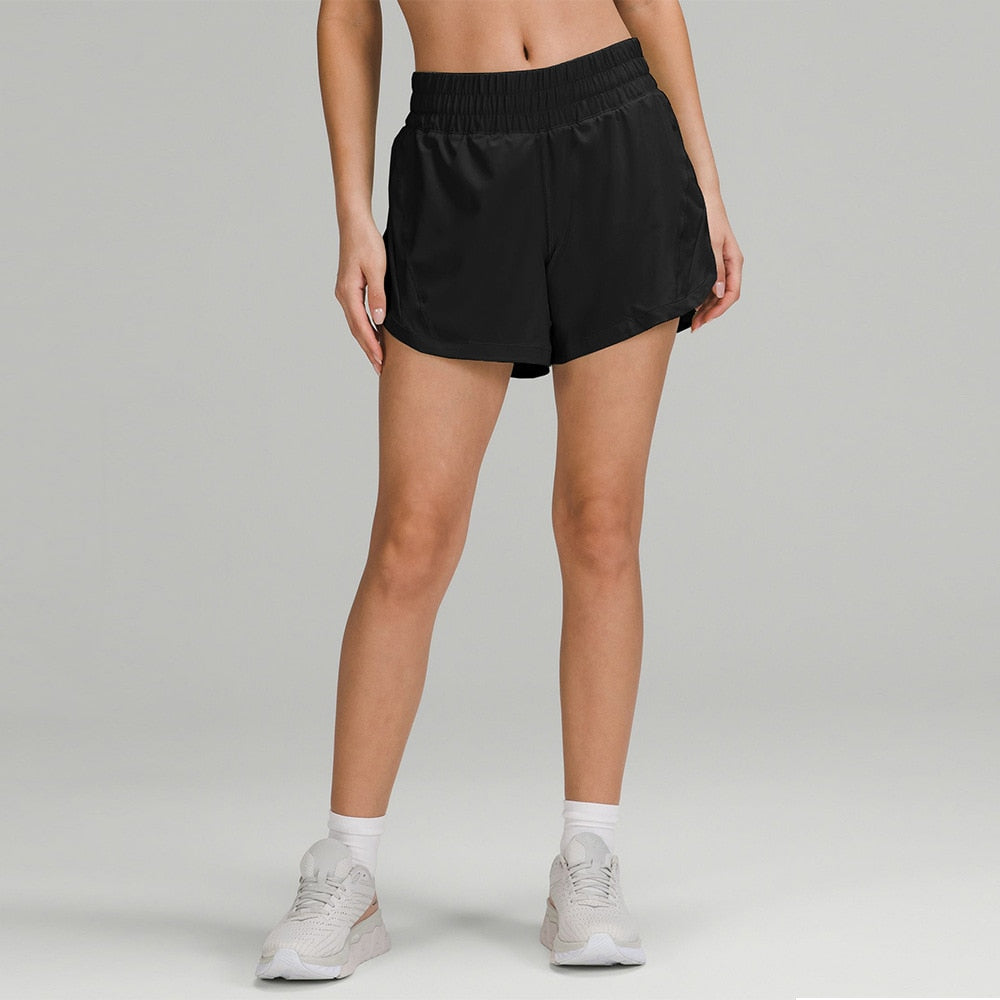 Women Liner Side Zipper Pockets Sports Shorts
