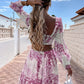 Female Hollow Out Lantern Sleeve Maxi Dress