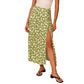 High waist stretch split long A-line skirts