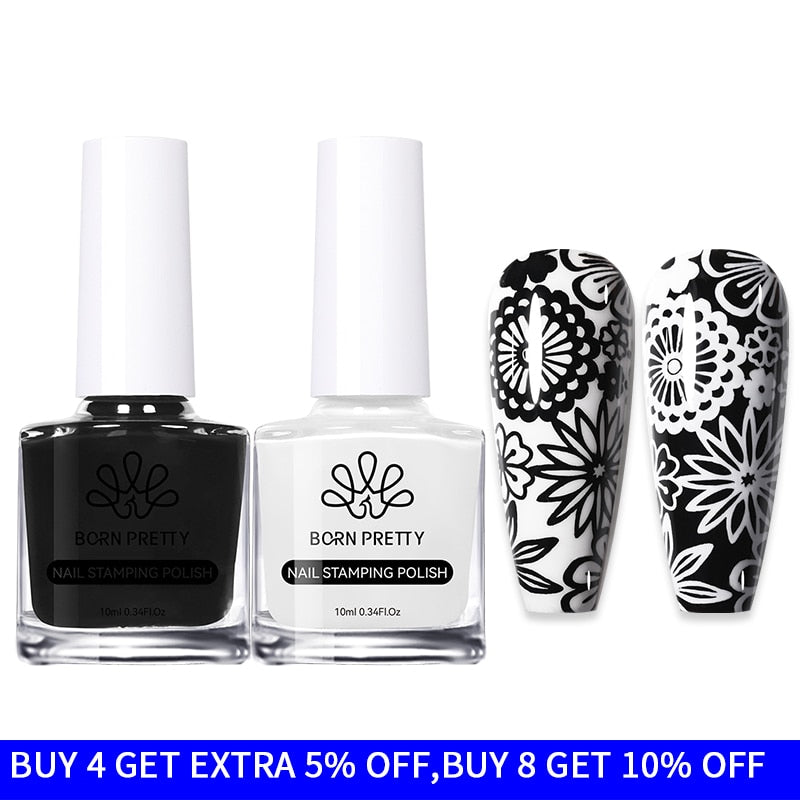 10ML Black White Nail Stamping Polish