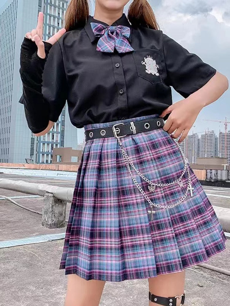 Summer High Waist Preppy Girls Dance Mini Skirt