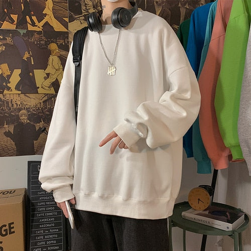 Autumn Solid Color Fleece Oversized Hip Hop Streetwear