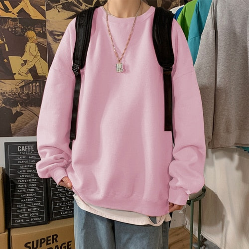 Autumn Solid Color Fleece Oversized Hip Hop Streetwear