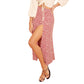 High waist stretch split long A-line skirts